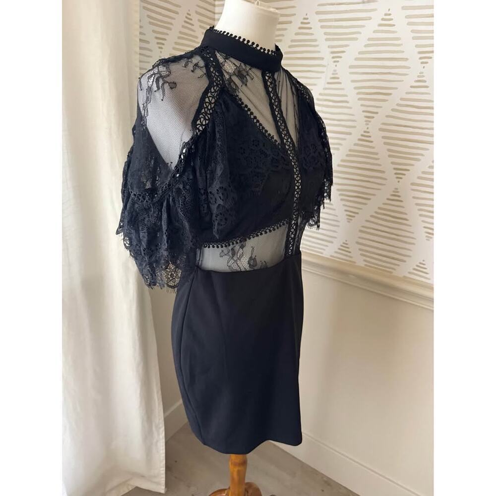 Boutique Women’s Large Black Lace Cutout Mini Dressa - Picture 9 of 9